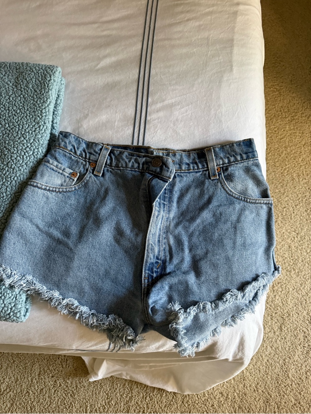 Classic High-Waist Denim Cutoff Shorts - Light Blue